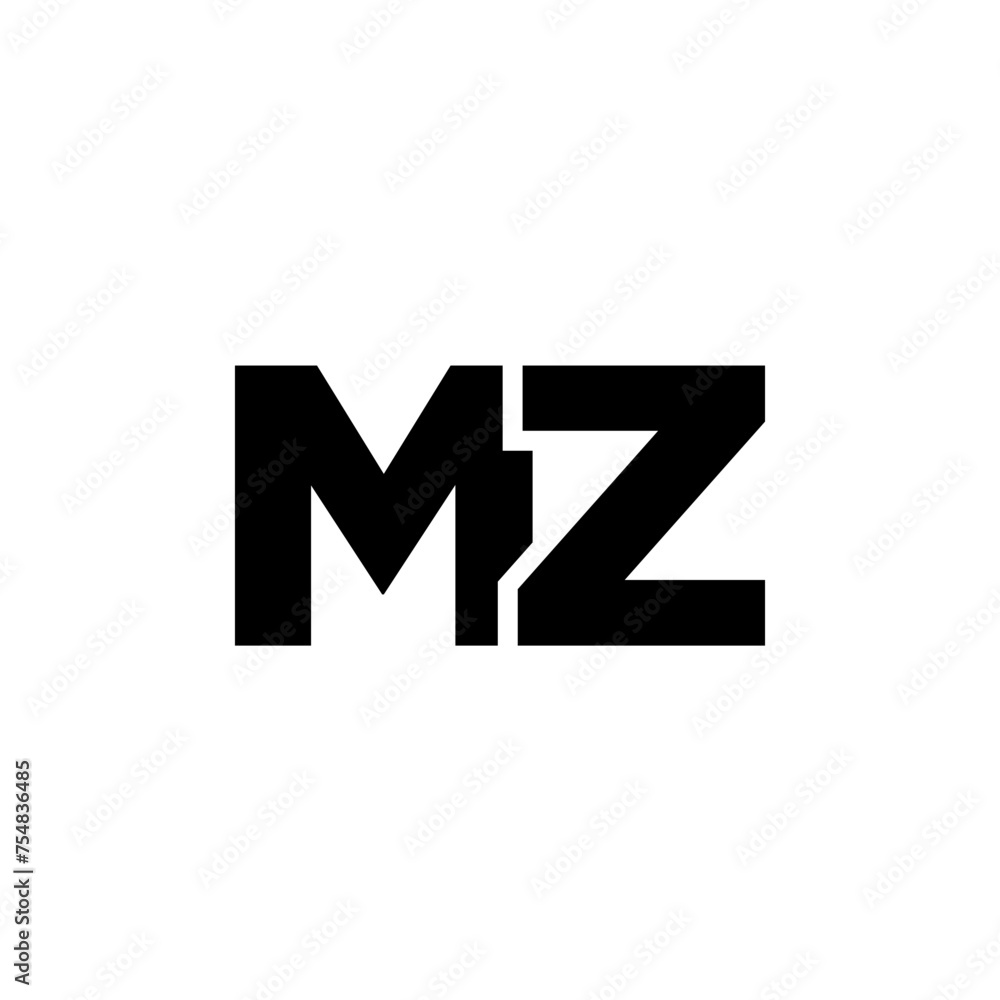 Poster letter m and z, mz logo design template. minimal monogram initial based logotype.