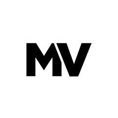 Letter M and V, MV logo design template. Minimal monogram initial based logotype.