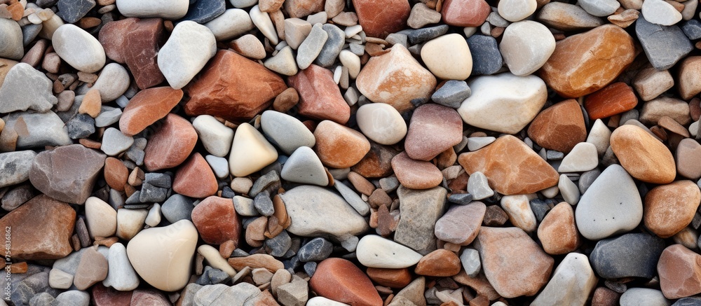 Aufkleber a collection of various-sized rocks spread out on the ground in a seemingly random pattern. the rock
