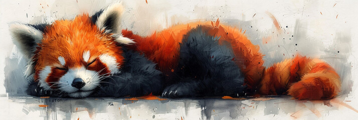 Red panda watercolor painting