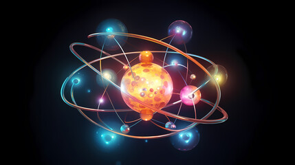 Fototapeta na wymiar The nucleus is the small, dense region in the center of an atom made up of protons and neutrons