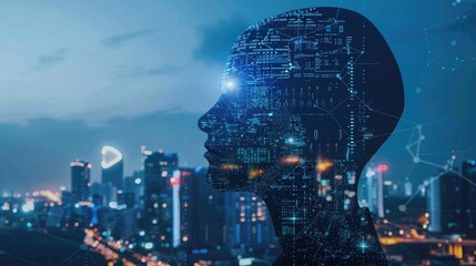 Ai artificial intelligence, Digital transformation change management, internet of things, new technology big data and business process strategy, automate operation, customer service, cloud computing.
