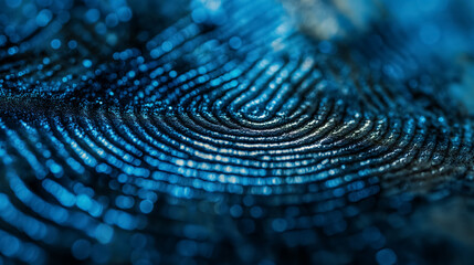 Blue fingerprint texture in close-up. - obrazy, fototapety, plakaty