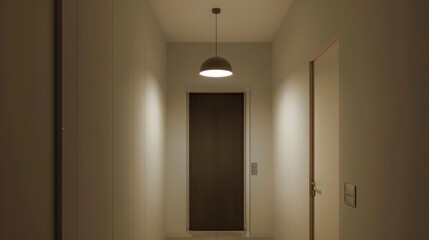 Minimalist Entrance Hall with Elegant Pendant Light Hanging
