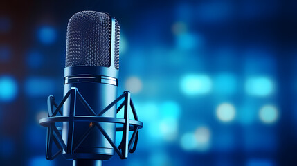 Sparkling microphone on background