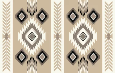 Foto auf Alu-Dibond Boho-Stil Ethnic tribal Aztec beige stripe background. Seamless tribal pattern, folk embroidery, tradition geometric Aztec ornament. Tradition Native and Navaho design for fabric, textile, print, rug, paper