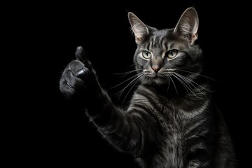 Stylish Cat. Adorable Feline Rocking Sunglasses and Flashing a Delightful Thumbs Up Gesture