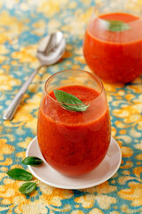 Gazpacho with watermelon and basil.