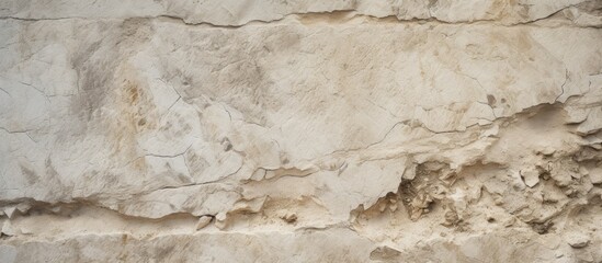 A close-up view of a limestone stone wall with multiple visible cracks and crevices running through its surface. The texture of the stone wall shows signs of wear and weathering.