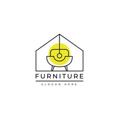 chair sofa modern interior line logo design graphic vector