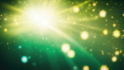 Obraz premium Cyan light burst, abstract beautiful rays of lights on a dark Green background with the color of yellow, golden sparkling backdrop, and blur bokeh
