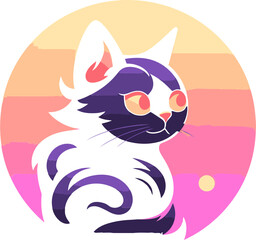 Aristocratic Feline Emblem Fine-Detailed Cat Logo Vector Illustration