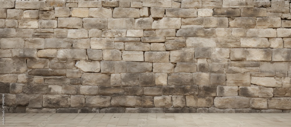 Poster a black and white brick wall stands empty, showcasing the rough texture and pattern of the bricks. t