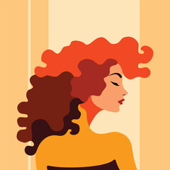 portraite of girl abstract style minimalism