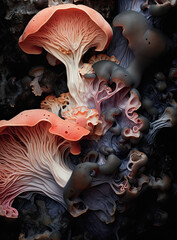 Close up of mushroom. Microcosm of mold. AI generated - 754845285