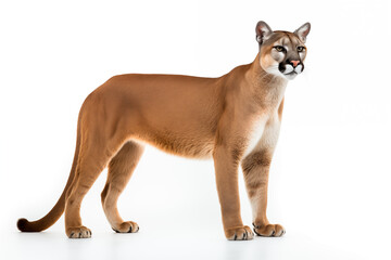 Puma over isolated white background. Animal