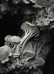 Close up of mushroom. Microcosm of mold. AI generated - 754846283