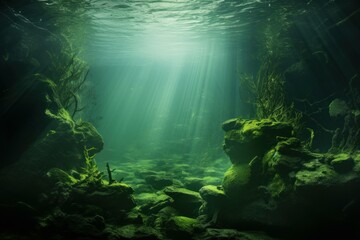 Salty World ocean green seaweed. Nature deep. Generate Ai