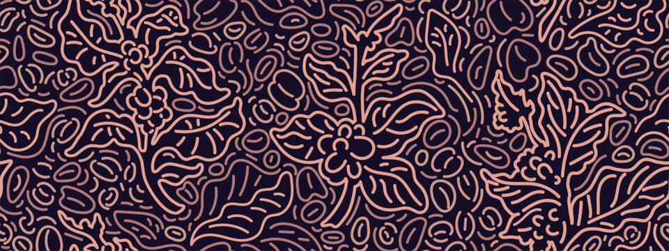 Abstract coffee branch pattern Doodle bean Arabica