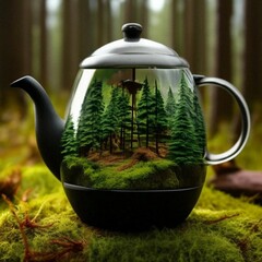 teapot with green tea