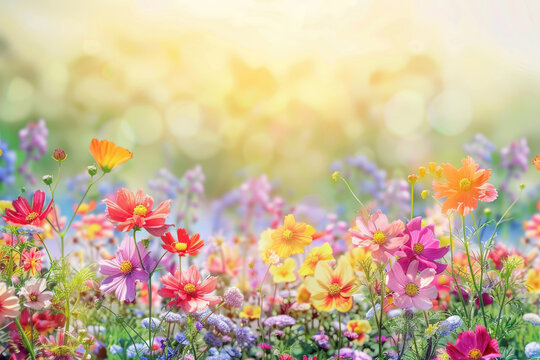 A vibrant image of a colorful floral border surrounding a large open space