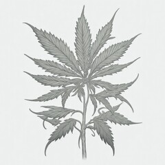 A Cannabis tattoo traditional old school bold line on white background