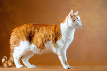 A ginger and white cat against a luminous backdrop