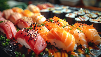 Eine extreme Nahaufnahme von Nigiri-Sushi