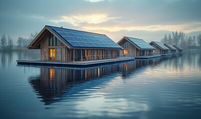 Solar panels on the roof of the water house.