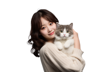 Teen pretty Japanese girl  on isolated chroma key background