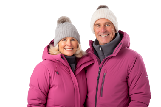 Middle aged couple on isolated chroma key background