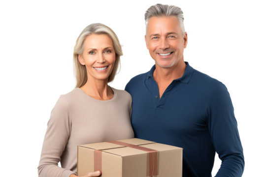 Middle aged couple on isolated chroma key background - Powered by Adobe