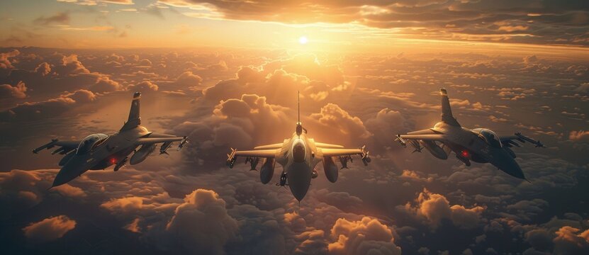 Fighter Jets on the Horizon in sky