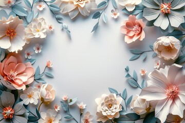 Pastel Blossom Frame in paper craft flowers