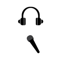 headsphone  and mic icon on transparent background