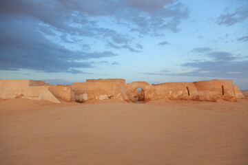 Set for the Star Wars movie still stands in the Tunisian desert - 754850492