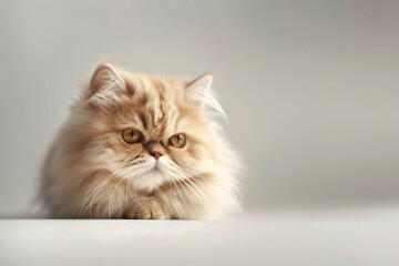 Persian cat isolated against a bright background, showcasing its luxurious fur and captivating eyes - obrazy, fototapety, plakaty