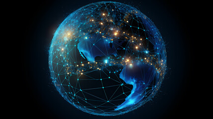 Obraz premium Global International Connection Information Exchange Blockchain Cryptocurrency