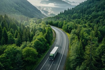 Truck seen traveling along road