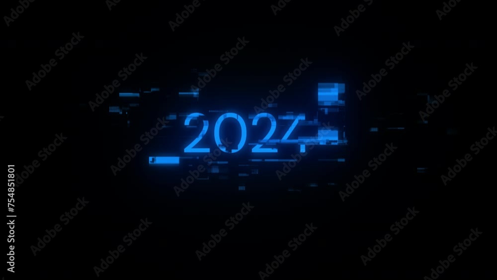 Aufkleber 2024 text with screen effects of technological failures. spectacular screen glitch with various kind