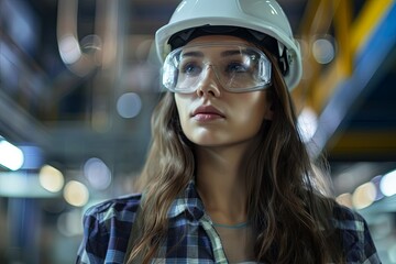 Portrait of a engineer wearing hardhat and safety glasses
