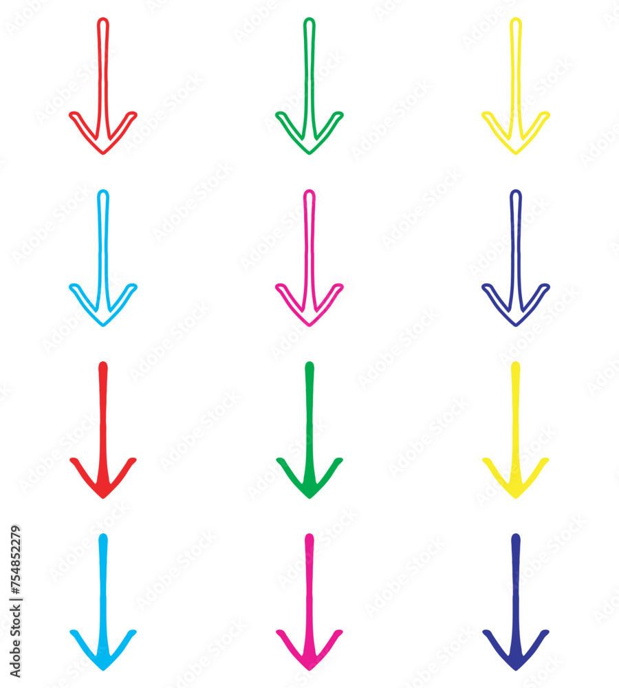 Poster down arrow icon vector. scroll down icon sign symbol in trendy flat style. set elements in colored i