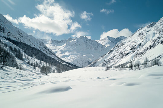 snow covered mountains in winter