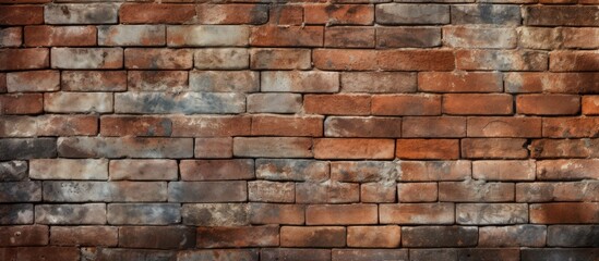 Obraz premium A brick wall showing a blend of red and gray colors, providing a striking visual texture. The pattern of bricks adds depth and dimension to the surface, creating an industrial and urban feel.