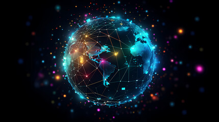 Obraz premium Spherical network structure, creating a futuristic or abstract look