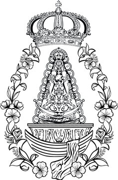 Ilustraci&oacute;n a una tinta hermandad virgen del roc&iacute;o