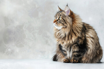 Naklejka na ściany i meble A Siberian cat exuding regal grace and majestic allure isolated against a luminous backdrop