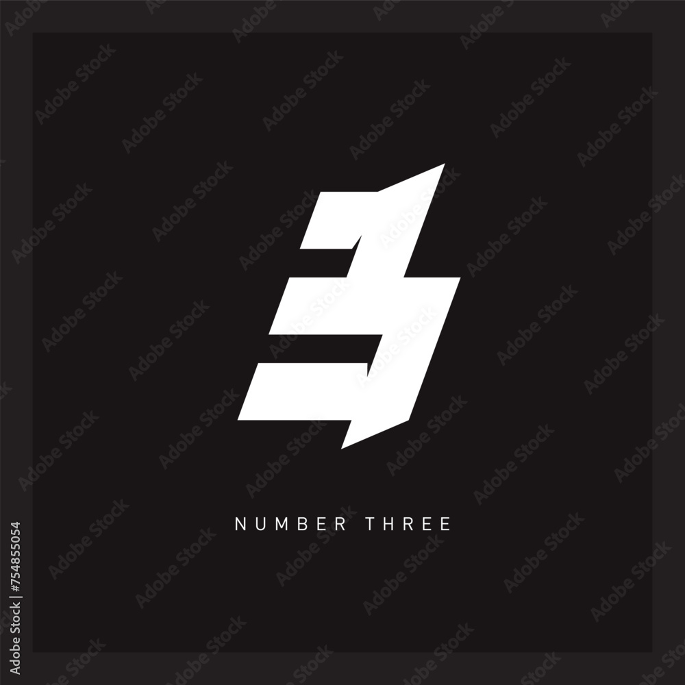 Poster number 3 - logotype. a combination of the number three and an energy discharge.