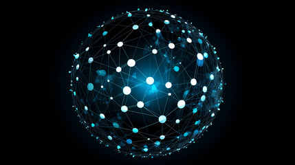 Obraz premium Spherical network structure, creating a futuristic or abstract look