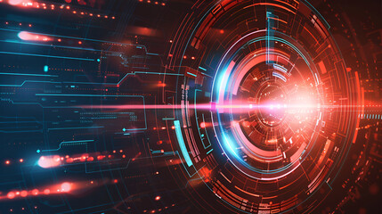 abstract 3d illustration of digital technology background with glowing neon circle,Abstract Futuristic technology background
